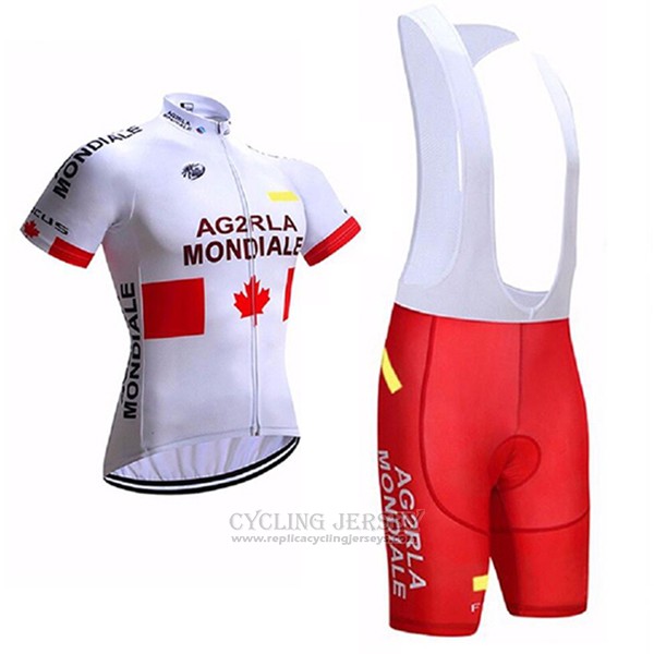 2017 Cycling Jersey Ag2rla Mondiale White Short Sleeve and Bib Short